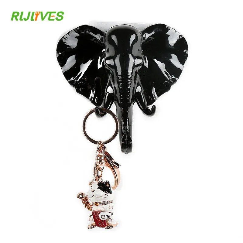 Key-Hooks Keys-Holder Wall-Decoration Animal for Nail-Free Living-Room Elephant