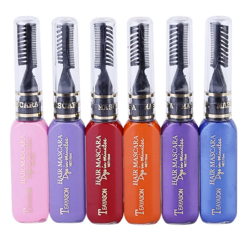 Professional Hair Color Mascara Disposable Dye Multi-color Non-Toxic Temporary Magic Comb Private Label