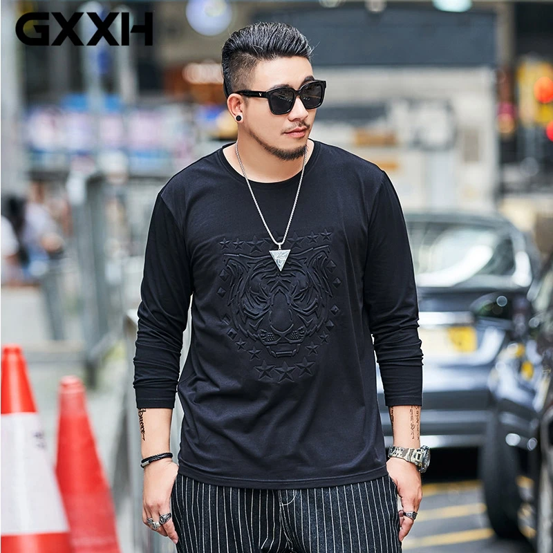 Осень, 5XL, 6XL, 7XL размера плюс, GXXH, брендовая Футболка с принтом, Мужская забавная футболка с круглым вырезом, уличная Мужская одежда, больше размера, d, Мужская футболка