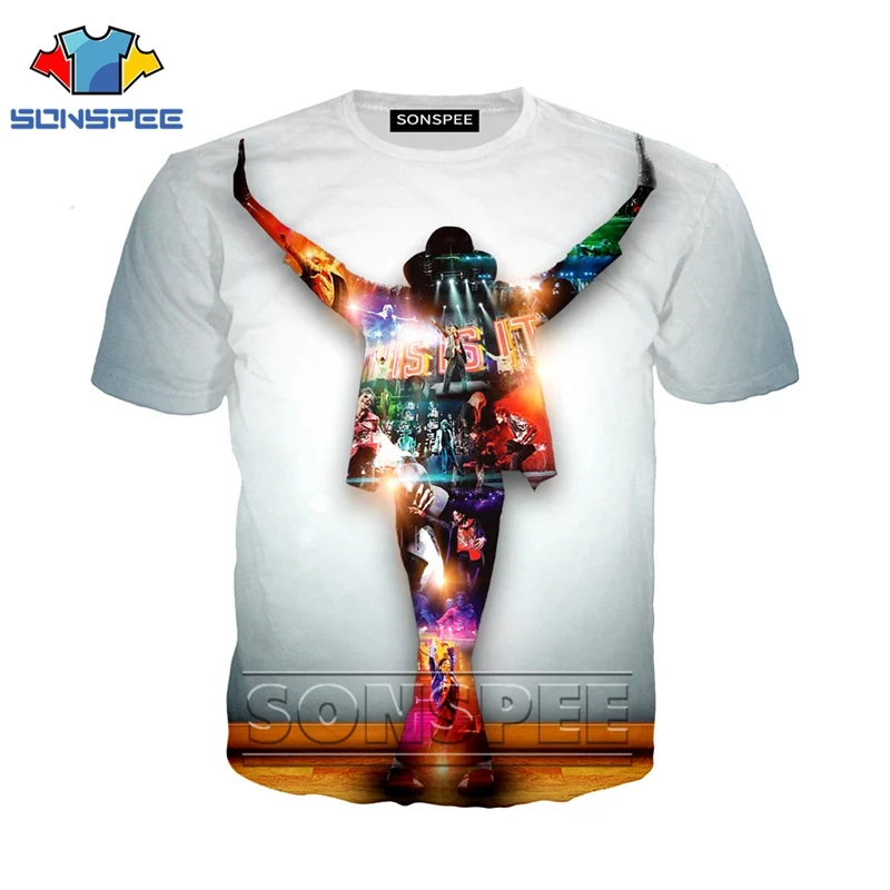 Футболка с 3d принтом в стиле аниме, футболка с Майклом Джексоном для ...