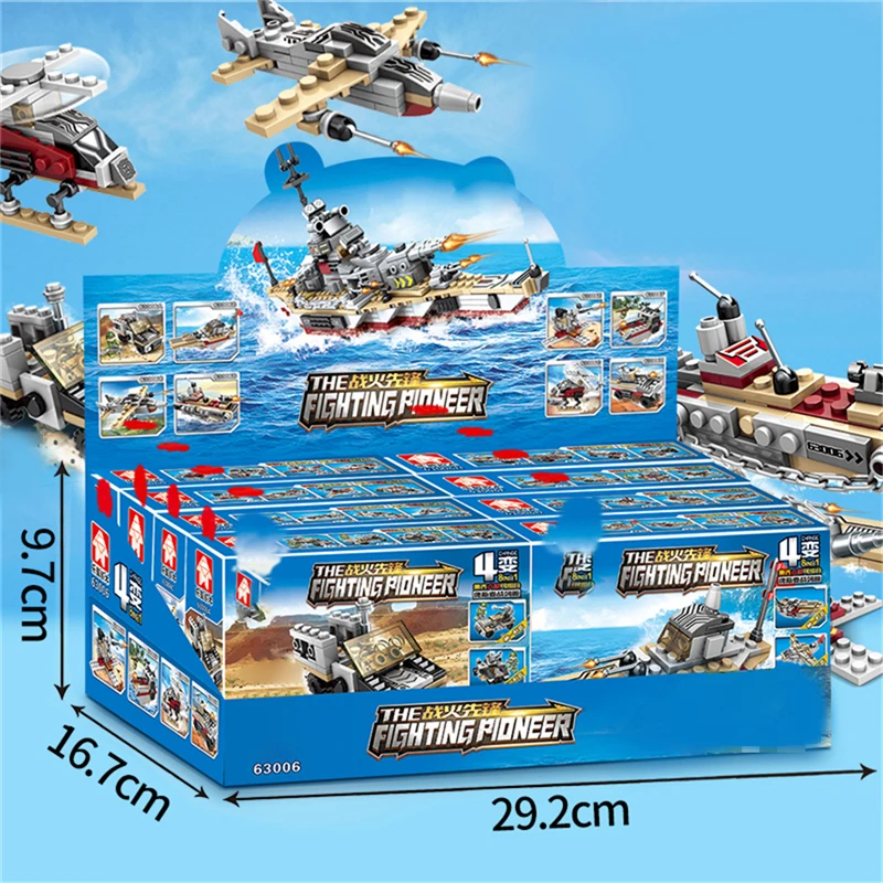 502PCS 8 IN 1 Aircraft Compatible Block Building Blocks Army Figures Blocks Construction LegoINGlys Bricks Military Warship Toy (2)