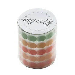 Autocollants ronds de bande colorée couleur bonbon, étiquette Washi, écriture à pois 