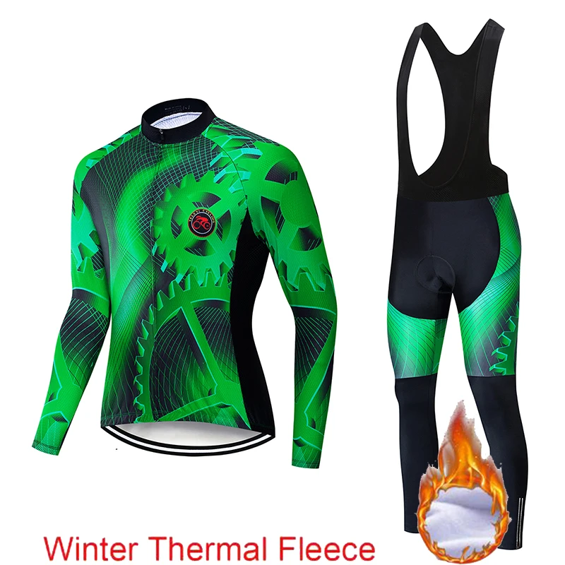 Горячие teleyi зима термальный флис Велоспорт Джерси кофты с длинным рукавом Велоспорт комбинезон велосипедный набор велосипедная одежда - Цвет: cycling set 14