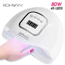 ROHWXY مسمار مجفف لمسمار LED UV مصباح 80 واط مسمار مصباح ل مانيكير شاشة الكريستال السائل تجفيف جميع هلام مسمار البولندية مسمار أدوات الرسم(China)