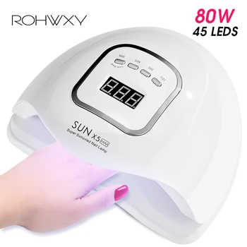 

ROHWXY Nail Dryer For Nail LED UV Lamp 80W Nail Lamp For Manicure LCD Display Drying All Gels Nail Polish Nail Art Tools