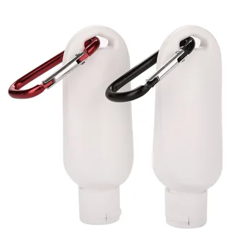 

5Pcs PVC White Empty Hand soap Bottle With Hook Travel Portable Soap Dispensers Hanging Sanitizer Containers With Key Ring 50ml