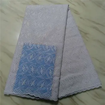 

Latest African Cotton Lace Fabric 2019 High Quality Nigerian French Pure Cotton Embroidery Swiss voile Lace Fabric 5Yards