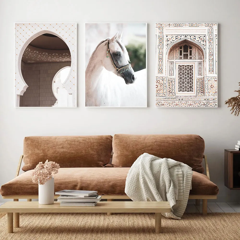 Arab Mosque Morocco Building Canvas Painting Islamic Vintage Poster Religion Landscape Print Wall Art Picture Home Decoration | Дом и сад