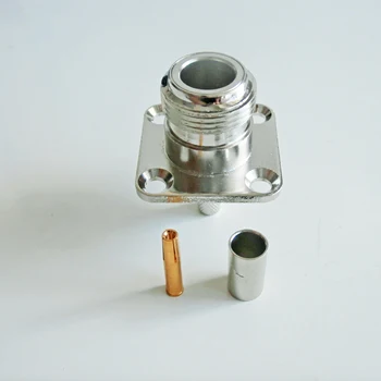 

1 Pcs Connector N Female With 4 Hole Flange Panel Chassis Mount Crimp for LMR195 RG58 RG142 RG223 RG400 Cable RF Coax Adapters