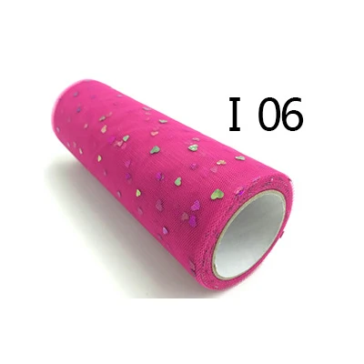 06 Rose red 15 см 10 ярдов блестки сердце Тюль рулоны Свадебные украшения марияж ткань тюль с блестками в руллонах DIY ремесло день рождения принадлежности - Цвет: 06 Rose red