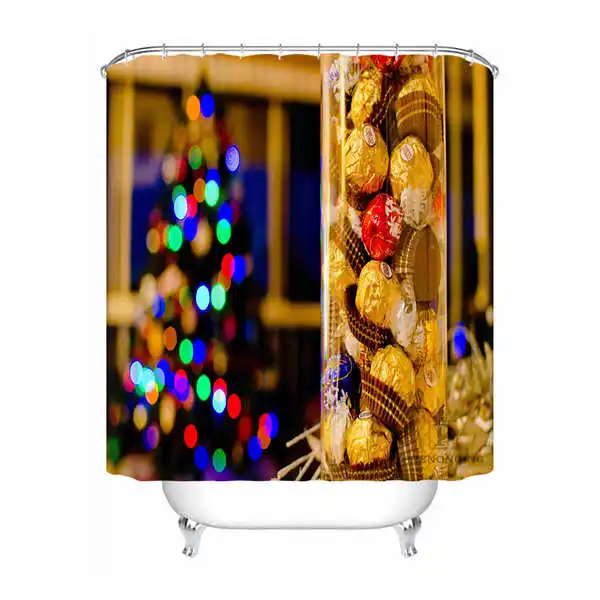 Shower Curtain Пользовательские водонепроницаемые занавески для душа красная Рождественская игрушка с принтом сердца ванная комната декор различных размеров#180324-01-29 - Цвет: Shower Curtain