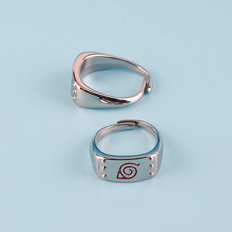 New Leaf Ring Konoha Uzumaki Symbal Logo Sign Sasuke Itachi Ninja Fashion Stainless Steel Anime Jewelry Cosplay