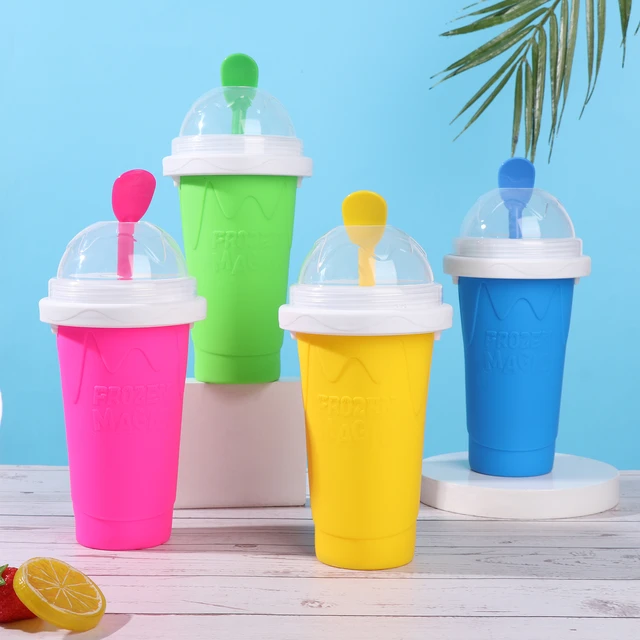 Slushy Maker Cup Frozen Magic Squeeze Cup Travel Portable Double Layer  Silica Pinch Cup Summer Cooler Smoothie Cup Homemade Slushie Milkshake  Maker DIY for Kids & Adults 