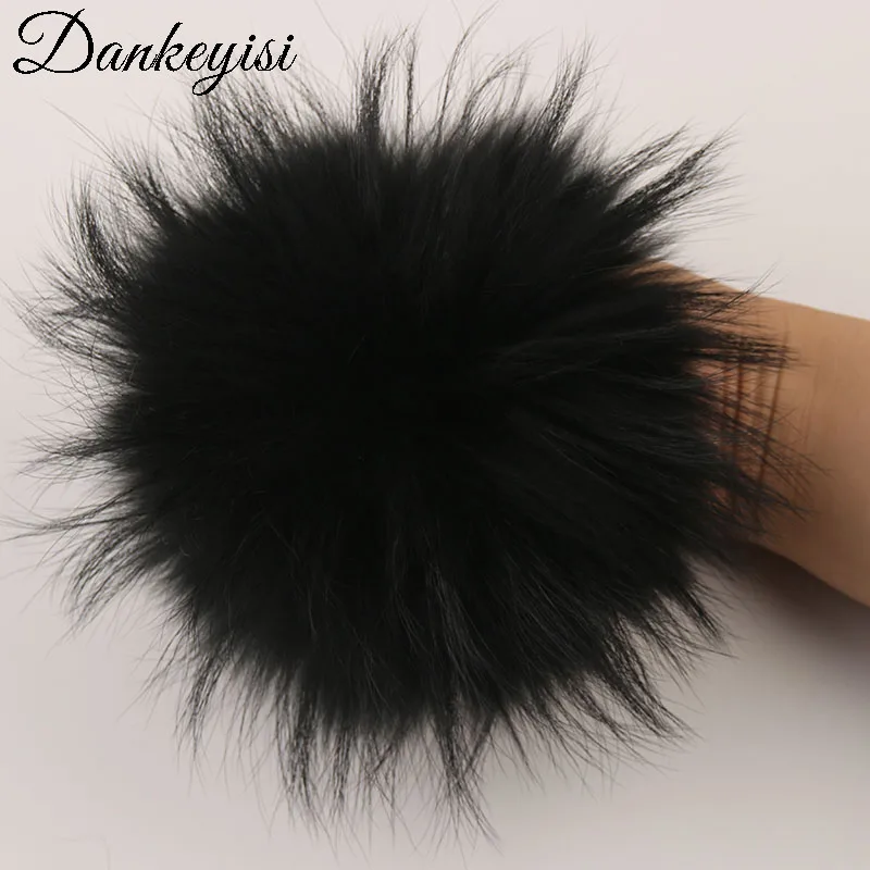 DANKEYISI 5 шт. 100% натуральные Меховые помпоны 14 15 см DIY из меха енота лисы для шапок