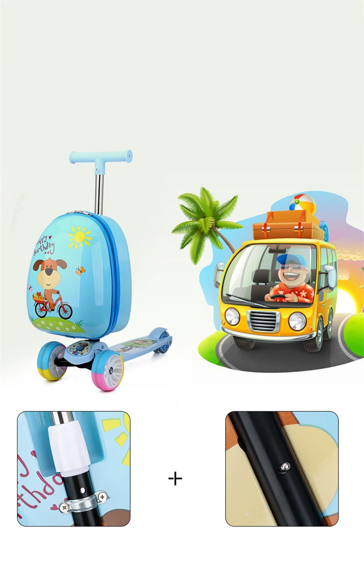 Детский Багаж скутер чемодан мультфильм путешествия носить на чемодан с колесиками ребенок милая маленькая тележка чехол прокатки багаж 16''