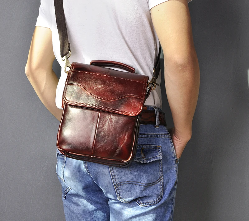 Качественная кожаная мужская модная повседневная сумка-тоут сумка-мессенджер дизайнерская сумка через плечо сумка на одно плечо " чехол для планшета для мужчин 144-b-b - Цвет: burgundy