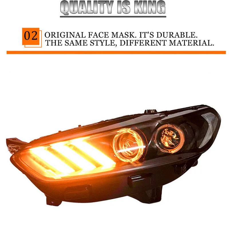 For Ford Fusion Headlight assembly Bi-Xenon Lens Double Beam HID 2013- 1set Car modification Car accessories