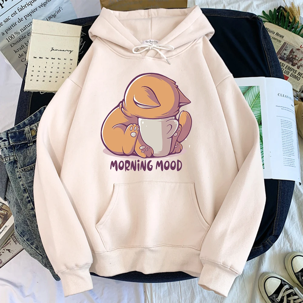 Hoody Little Panda Drinking Milk Tea Print Hoodie Streetwear Cute Winter Clothes Womens Oversized Loose Sweatshirts Women 2021 sweatshirts