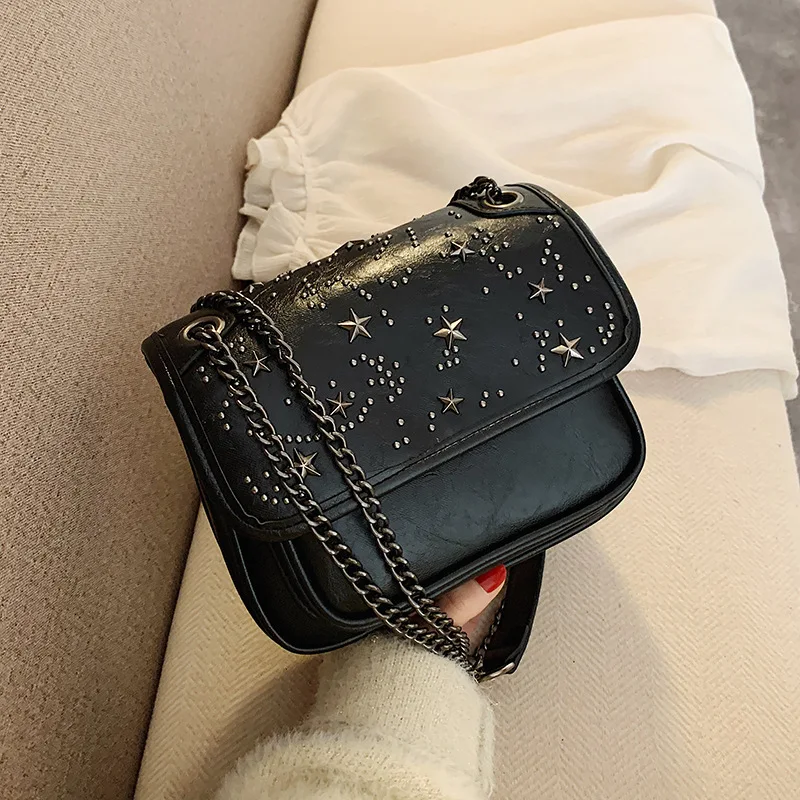 

High Grade Sense Western Style Bag Women's 2020 Autumn And Winter New Style Versatile INS Rivet Shoulder Bag Fashion Shoulder Ba