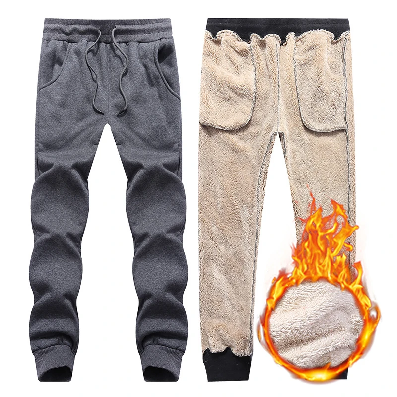Gray Trouser 6XL, мужские спортивные штаны, зимние брюки, тонкие, мужские, плюс бархат, с подкладкой, большие размеры, теплые штаны, одноцветные, трендовые, утолщенные, спортивные джогги, ZA316 - Цвет: Gray Trouser