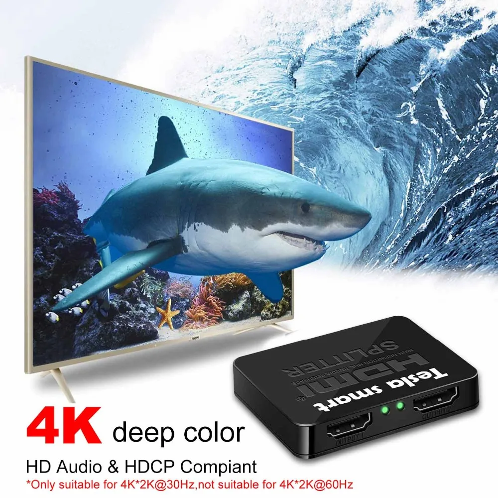 1x2 HDMI разветвитель 1 вход 2 выхода HDMI коммутатор 1x2 Двойной HDMI разветвитель 1to2 до 4K x 2 k@ 30Hz 3D для HDTV PS3 PS4 Blu-Ray плеер