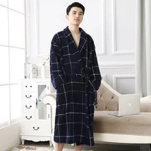 Мужской теплый банный халат, зимний плед размера плюс, длинный фланелевый Халат, уютное кимоно, халаты, халат, Мужская одежда для сна