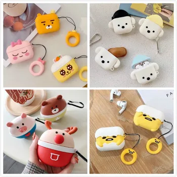 

3D Earphone Case For Airpods Pro Case Silicone Bear Mouse Cartoon Headphone/Earpods Cover For Apple Air pods 3 Pro Case Keychain