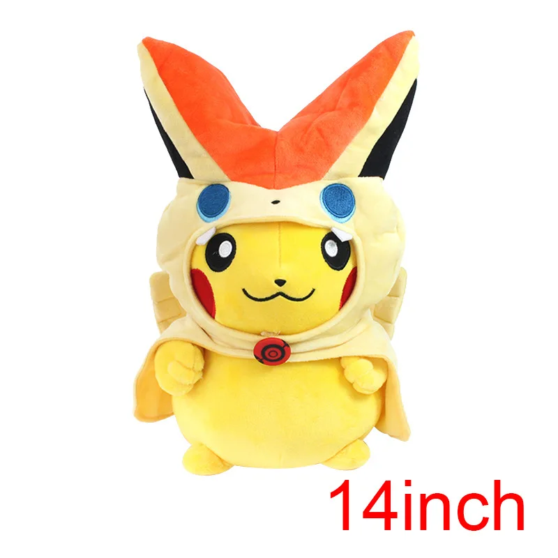 8/13 дюймов/14 дюймов pikachued с Rowlet шляпа Victini pokemones мягкая пушистая плюшевые игрушки - Цвет: Зеленый