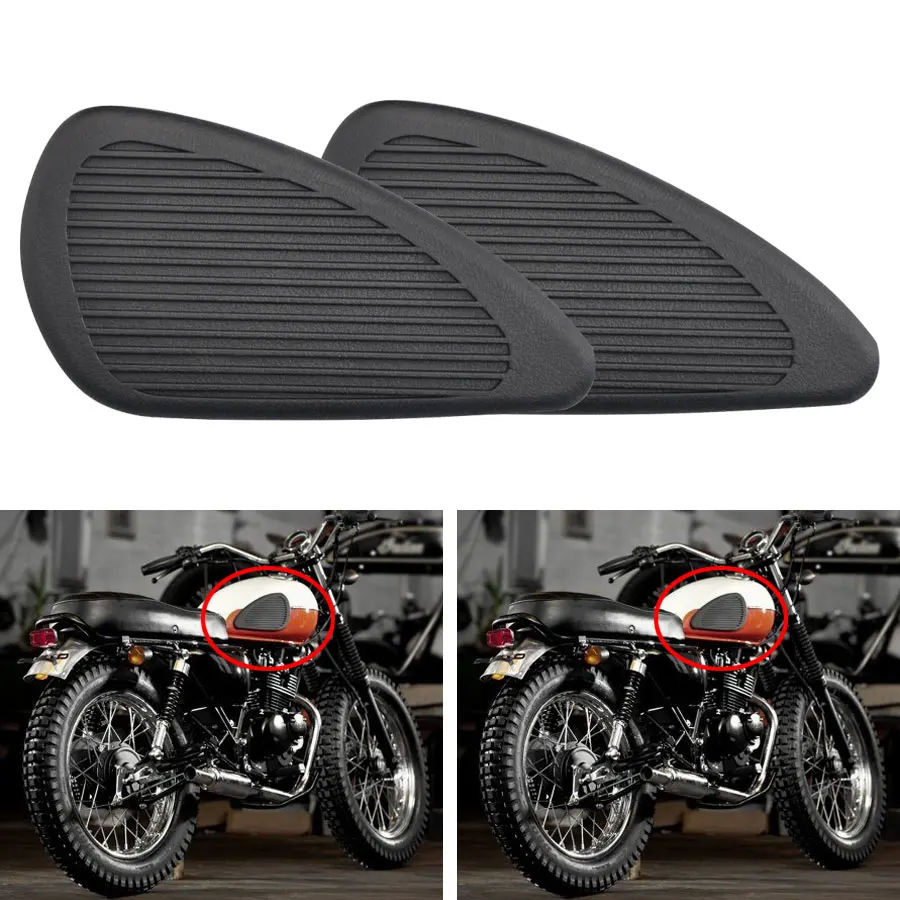 

Motorcycle Gas Fuel Oil Tank Traction Pad Protector Sticker Black Retro Anti Slip Side Decal Universal For Harley Honda Yamaha