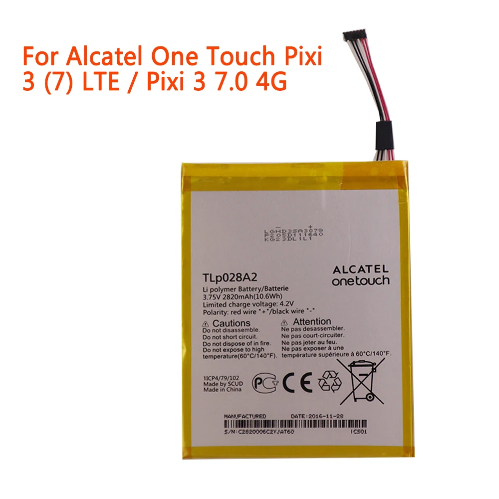 Batteria Per Cellulare Tlp028A2 Di Alta Qualità Per Alcatel One Touch Pixi 3 (7) Lte / Pixi 3 7.0 4G 2820Mah Batteria