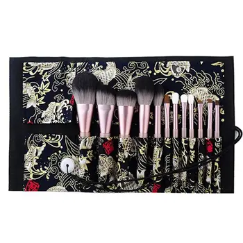 

12pcs Pro Face Cosmetic Powder Makeup Brush Foundation Tool with Travel Women Cosmetic Bag