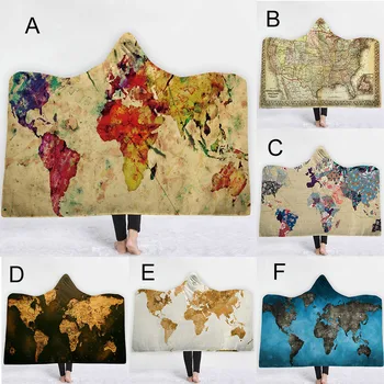 

World Map Starry Sky Hooded Blanket Thickening Cloak Magic Siesta Wear Sofa/bed/plane Travel Bedding Throw Blanket In Cap Warm