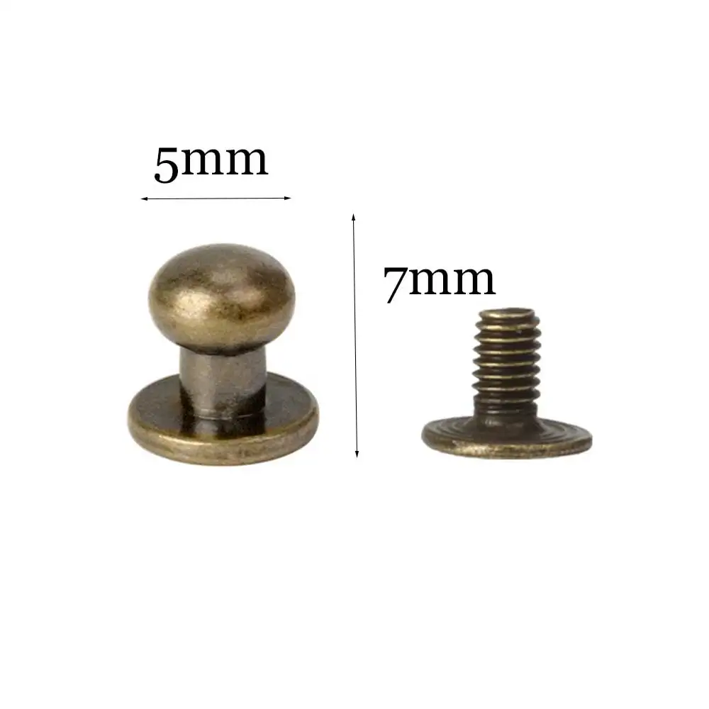 100 PACK Chicago Screws Solid Brass Accessories Nail Rivet Chicago Button For...