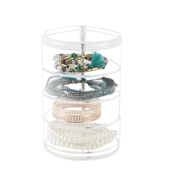 

Acrylic 4-Layer Desktop Makeup Storage Box Transparent Plastic Multi-Function Coil Arc Rotate Storage Box