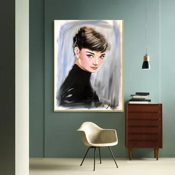 

Celebrity Art Canvas Poster Audrey Hepburn Portrait Print Home Wall Decor Painting No Frame