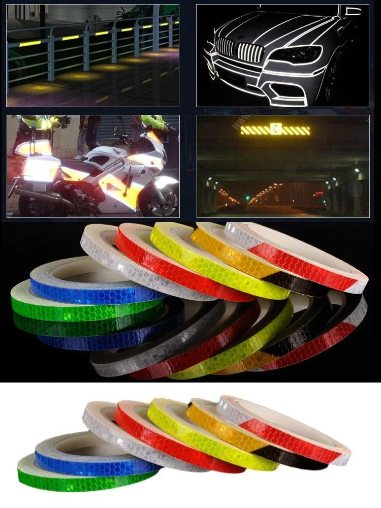 

1CM Traffic Safety Protective Sticker Bike Car Reflective Warning Decorative Self-adhesive Strip