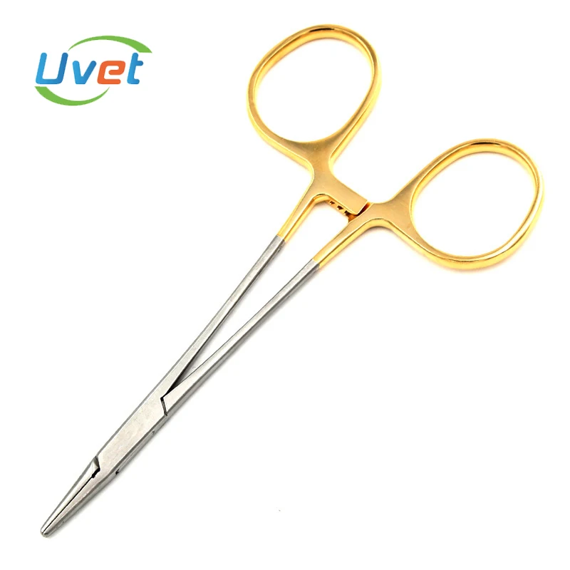 Medical needle holder ophthalmic operation tool 12.5cm black gold handle stainless steel plastic | Дом и сад