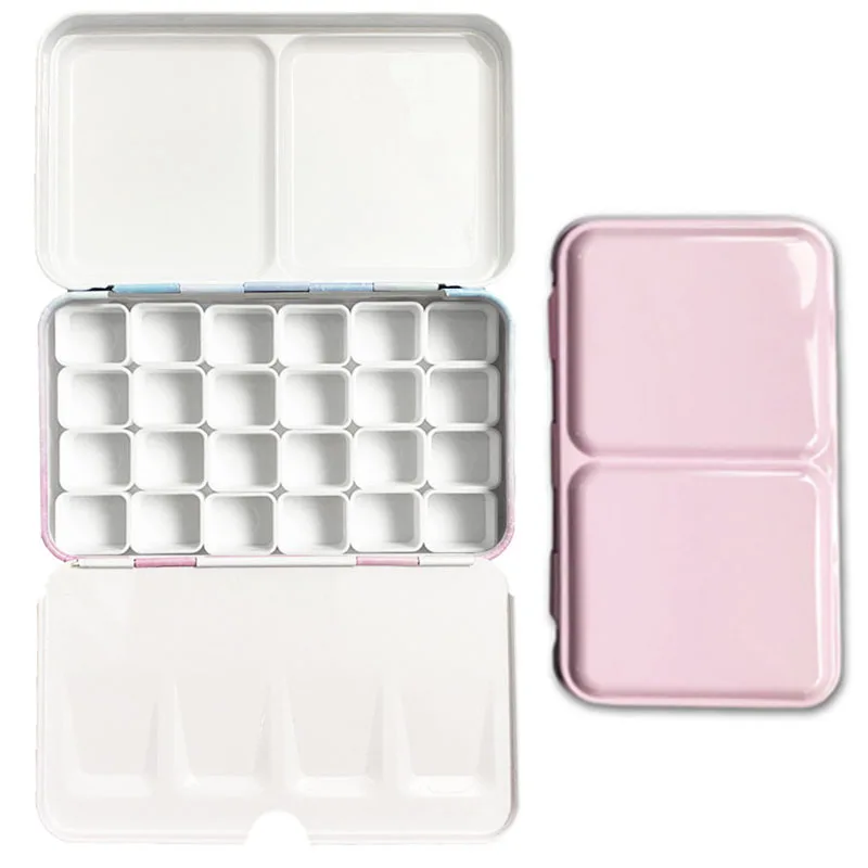 Macaron Color Empty Palette Case Tins Box Paint Storage Iron Box with 24 Half Pans For Watercolor Paints Painting Art Supplies paint tray,color palette,watercolor palette