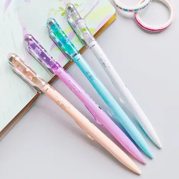 

2X Crystal Flowers Side Press Automatic Mechanical Pencil School Student Stationery 0.5mm