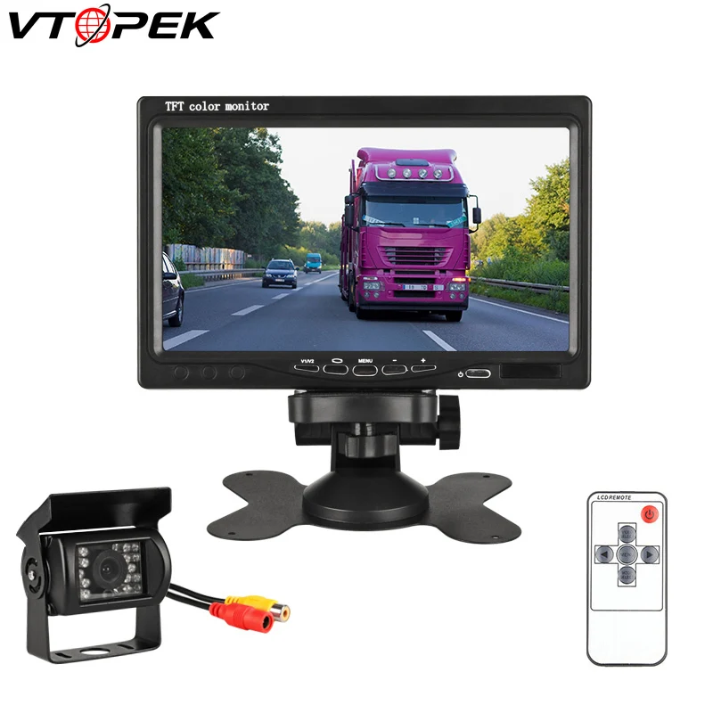 

Vtopek 7" TFT LCD Car Monitor Wired Version HD Display Camera Reverse Assistance Camera Paking System 18IR LED Camera for Truck