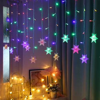 

4M LED String Light Christmas Snowflake Curtain Lighting Snowflakes Fairy Lights For Home Wedding Garland Curtain String Lights