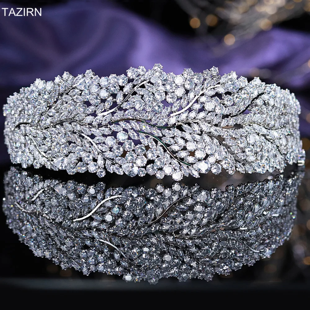 3A+ Cubic Zirconia Sweet 16 Princess Headbands CZ Wedding Bridal Tiaras Zircon Party Hair Jewelry Accessories Pageant Headpieces