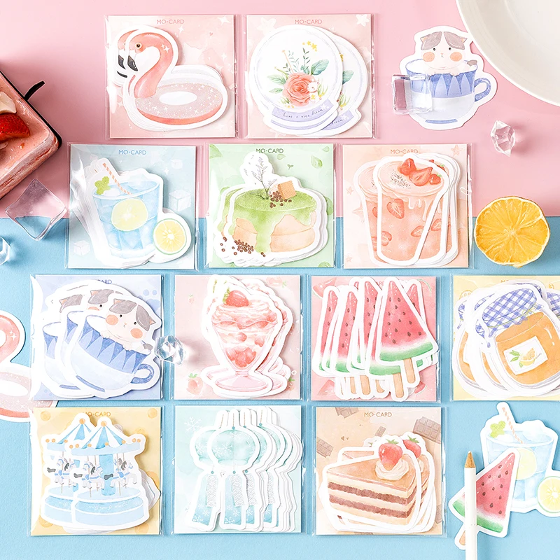 

Girl Notes Memo Pad Fresh Watercolor Animal Fruit Pudding Flowers Material