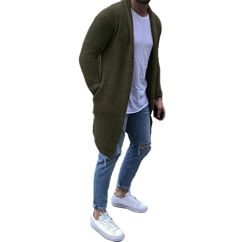 Autumn Men's Coats Long Sleeve Cardigan Casual Sweater Loose Pure Color Pocket Fashion Tops |