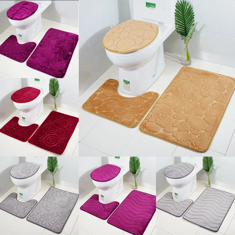 Vakman Opstand Buitenland Bathroom Bath Mat Set 3PCS Toilet Rugs Flannel Antislip Wc Shower Carpets  Home Toilet Lid Cover Shower Room Rug Floor Doormats|Bath Mats| - AliExpress