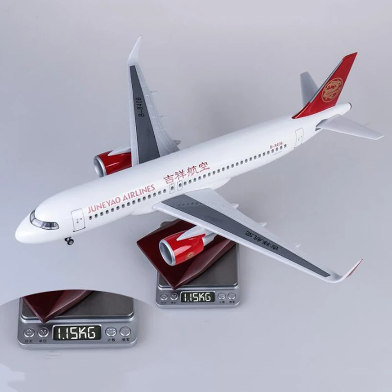1/80 масштаб 47 см самолет Airbus A320 NEO JUNYAO авиакомпания модель светодиодный светильник и шасси колеса литой смолы коллекция выставки