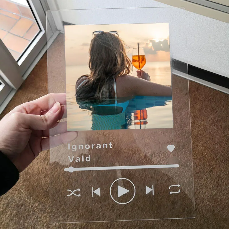 Custom Spotify Code Acrylic Transparent Music Board Personalized Photo Frame Style Wedding Anniversary Valentine's Day Gift