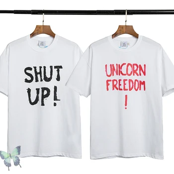 Unicorn Freedom Vetements T-shirt Oversized Vetements T Shirt Wash Tag Label tanie i dobre opinie CN (pochodzenie) Lato COTTON NONE SHORT Na co dzień