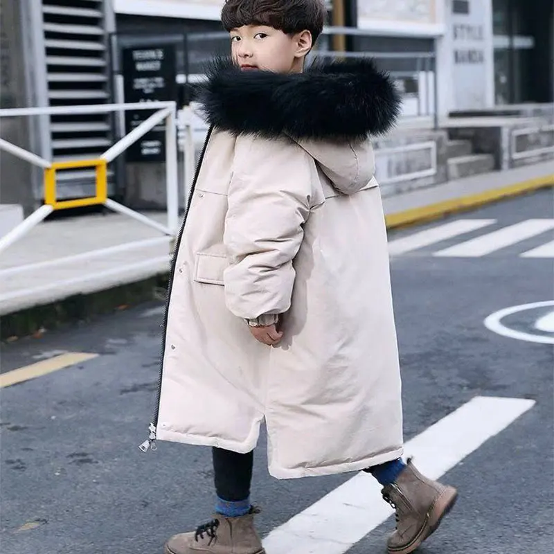 Skup 30 stopni odzież dla dzieci 14Y chłopiec ubrania ciepłe zima dół bawełny kurtka z kapturem płaszcz wodoodporna zagęścić odzież wierzchnia dla dzieci Parka dla dzieci