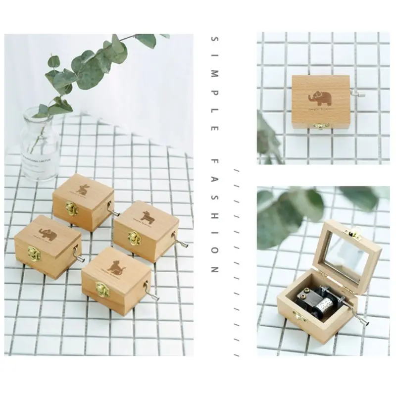 Wooden Music Box Multiple Music Random Engraved Musical Case Toys Kids Creative Gift